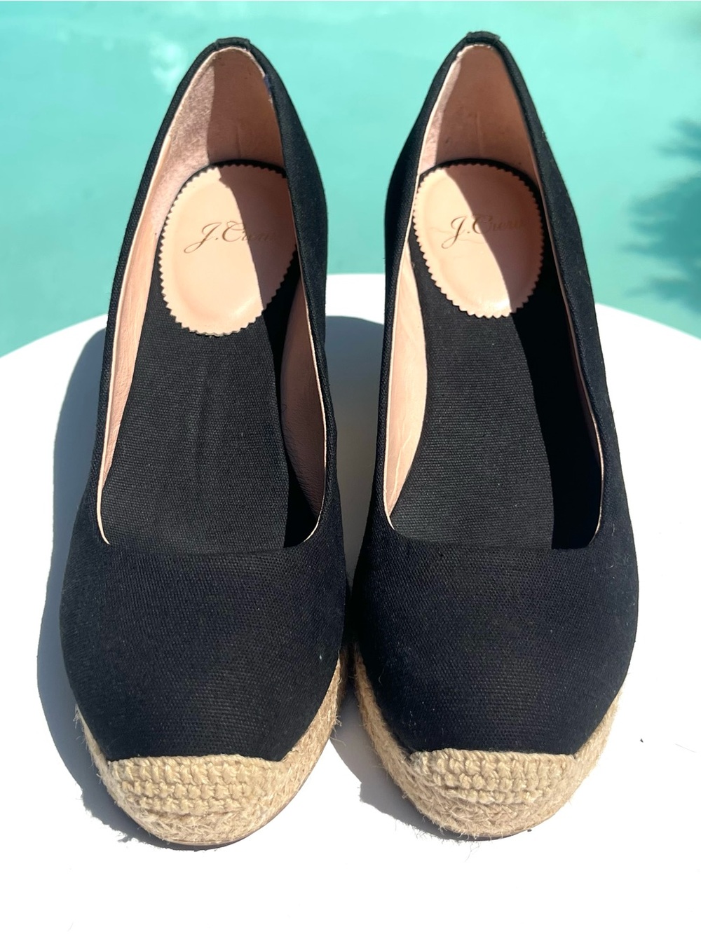 J. CREW Seville Espadrille Black Canvas Jute Wedge Slip On Shoes Size 6 - Picture 2 of 13